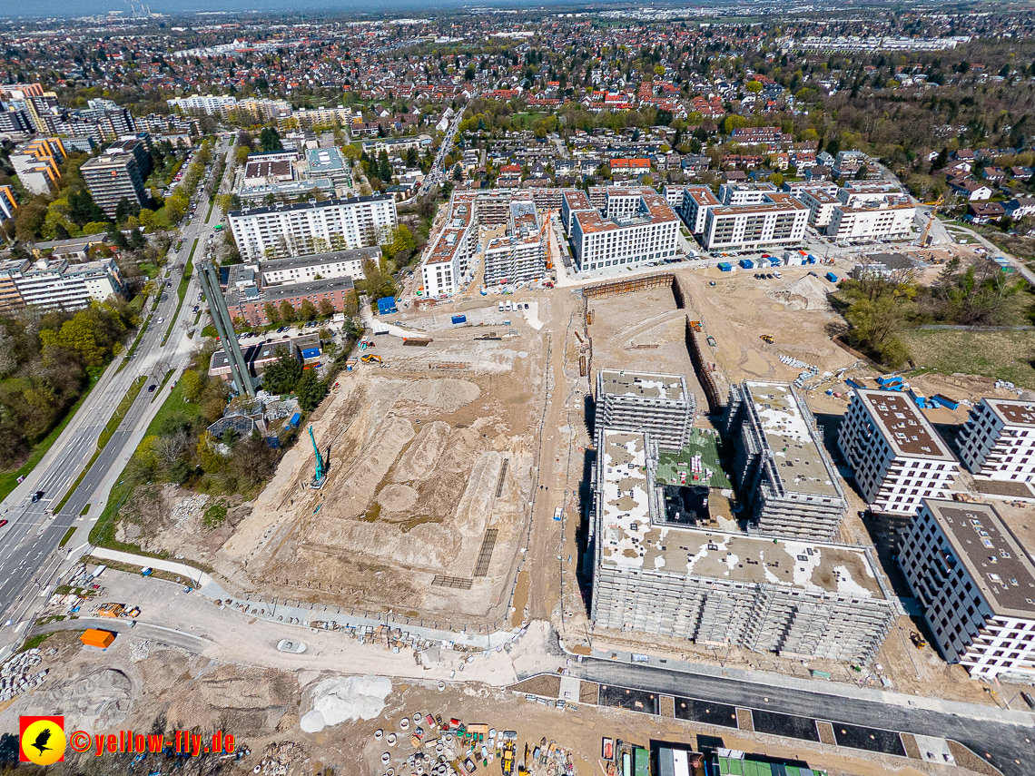 21.04.2023 - Luftbilder von der Baustelle Alexisquartier und Pandion Verde in Neuperlach